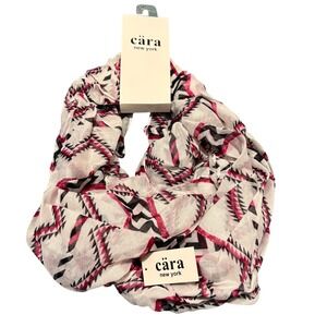 Cara New York Womens Pink Black Geometric Chevron Infinity Scarf NWT